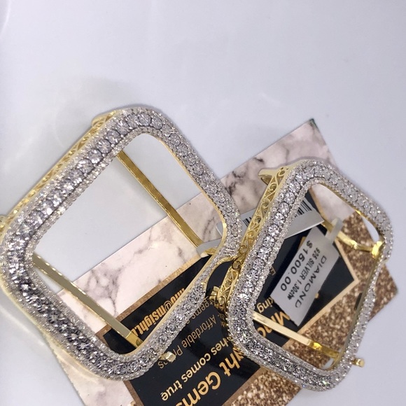 Real diamond Apple Watch bezel for series 8 Genuine diamonds NOT CZ 45mm, 41mm - Picture 12 of 15